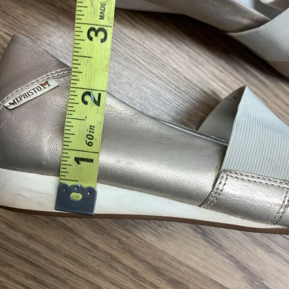 MEPHISTO‎ Baline Leather Mary Jane Flat Shoes (Gold/Tan) Women's US 6 EU 3.5